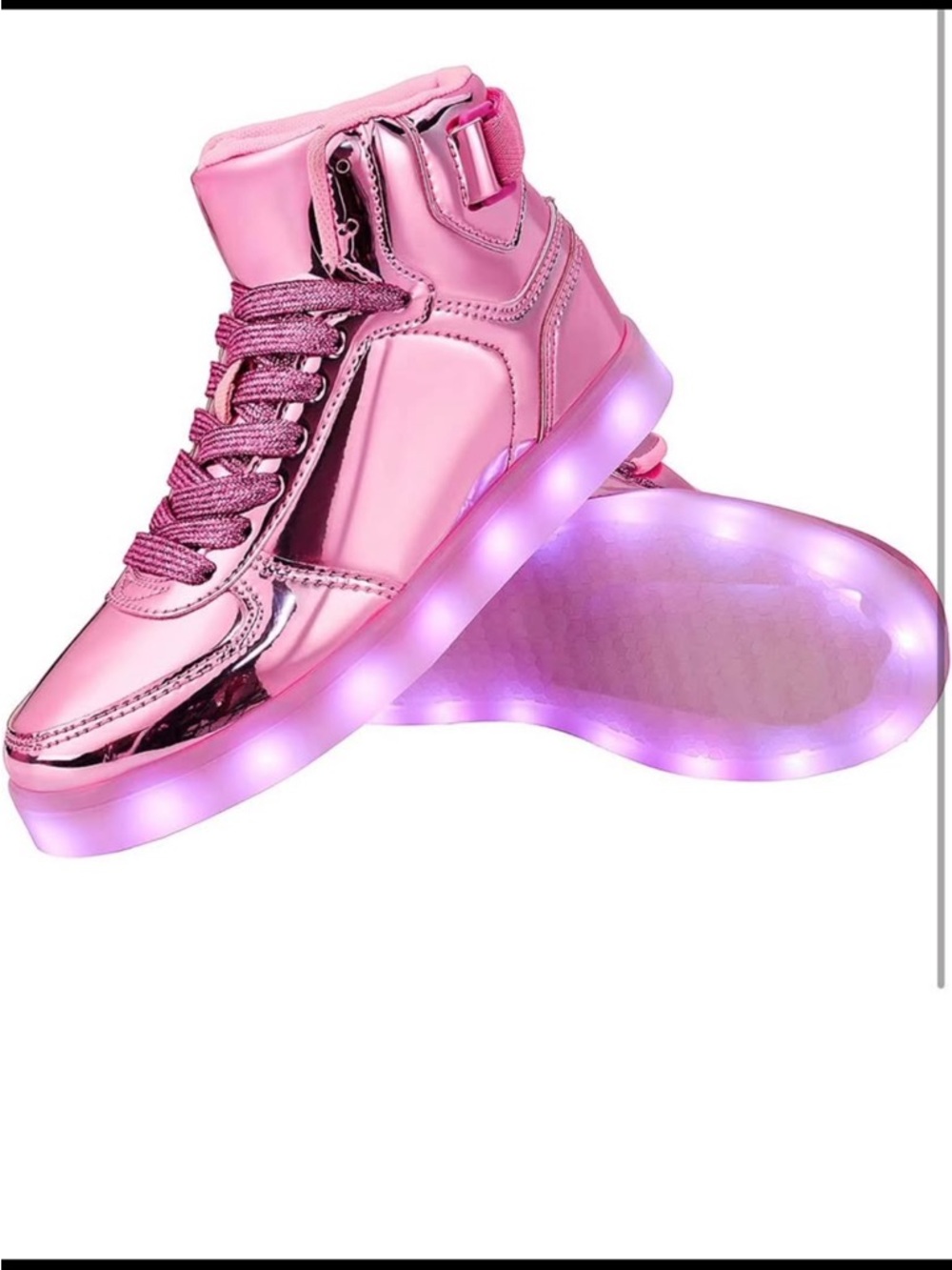 Metallic Pink Light-Up High-Top Sneakers - Girls!